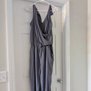 Satin Gray Jogger Jumpsuit